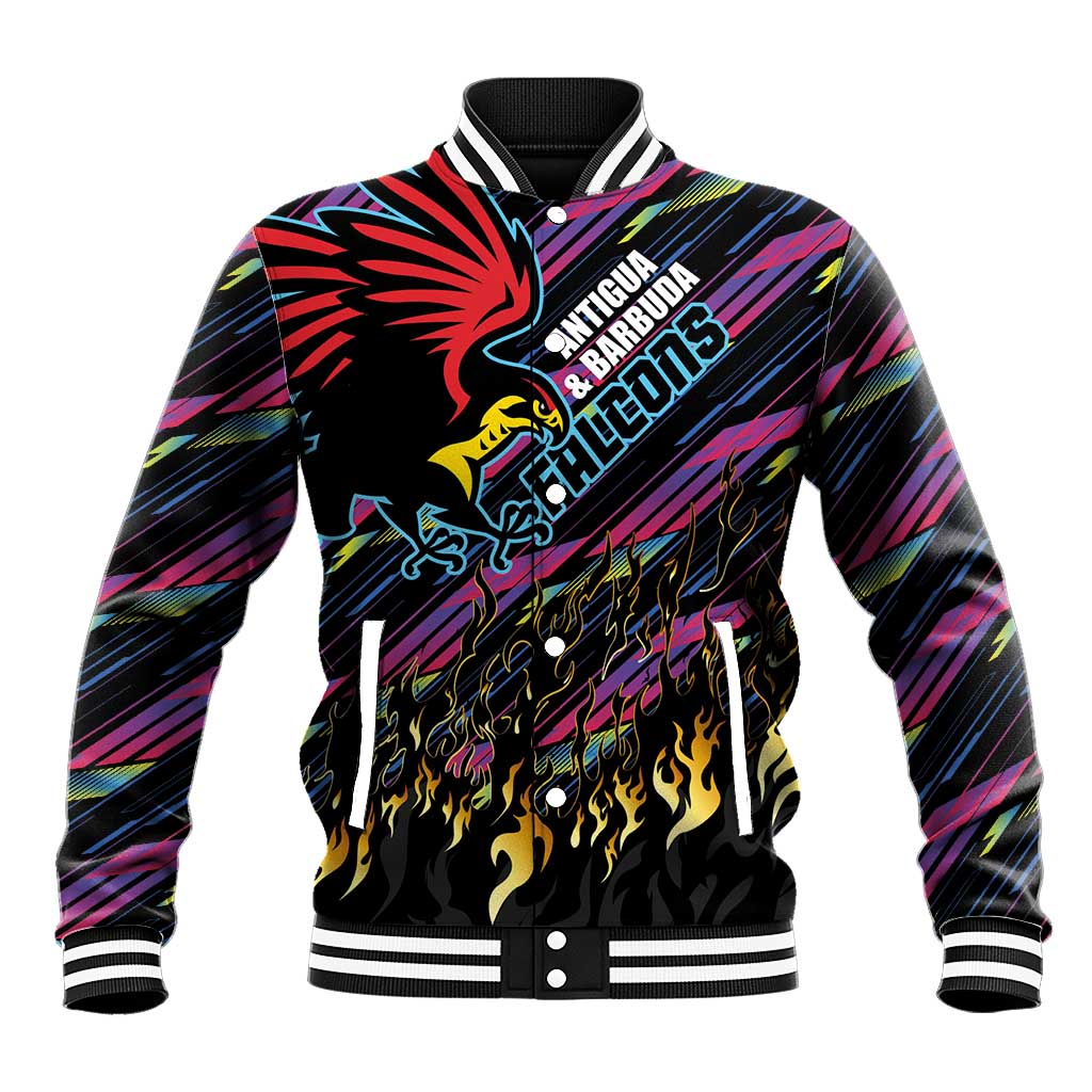 Custom Antigua & Barbuda Cricket Falcons Baseball Jacket Through The Fire - Wonder Print Shop
