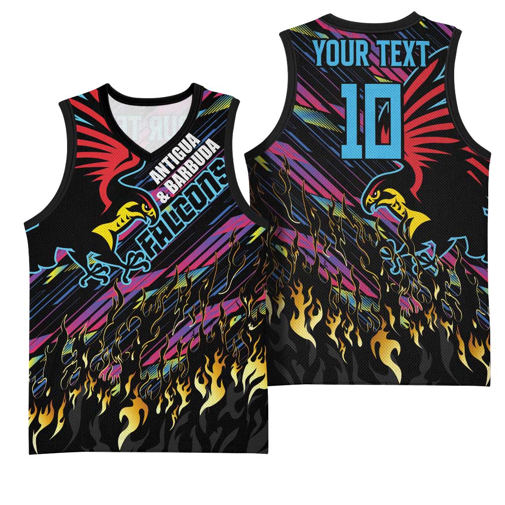 Custom Antigua & Barbuda Cricket Falcons Basketball Jersey Through The Fire - Wonder Print Shop