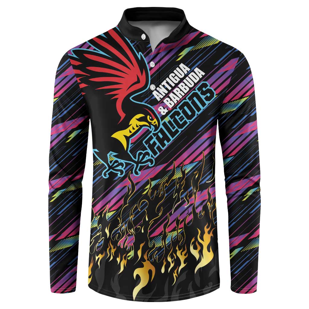 Custom Antigua & Barbuda Cricket Falcons Button Sweatshirt Through The Fire - Wonder Print Shop