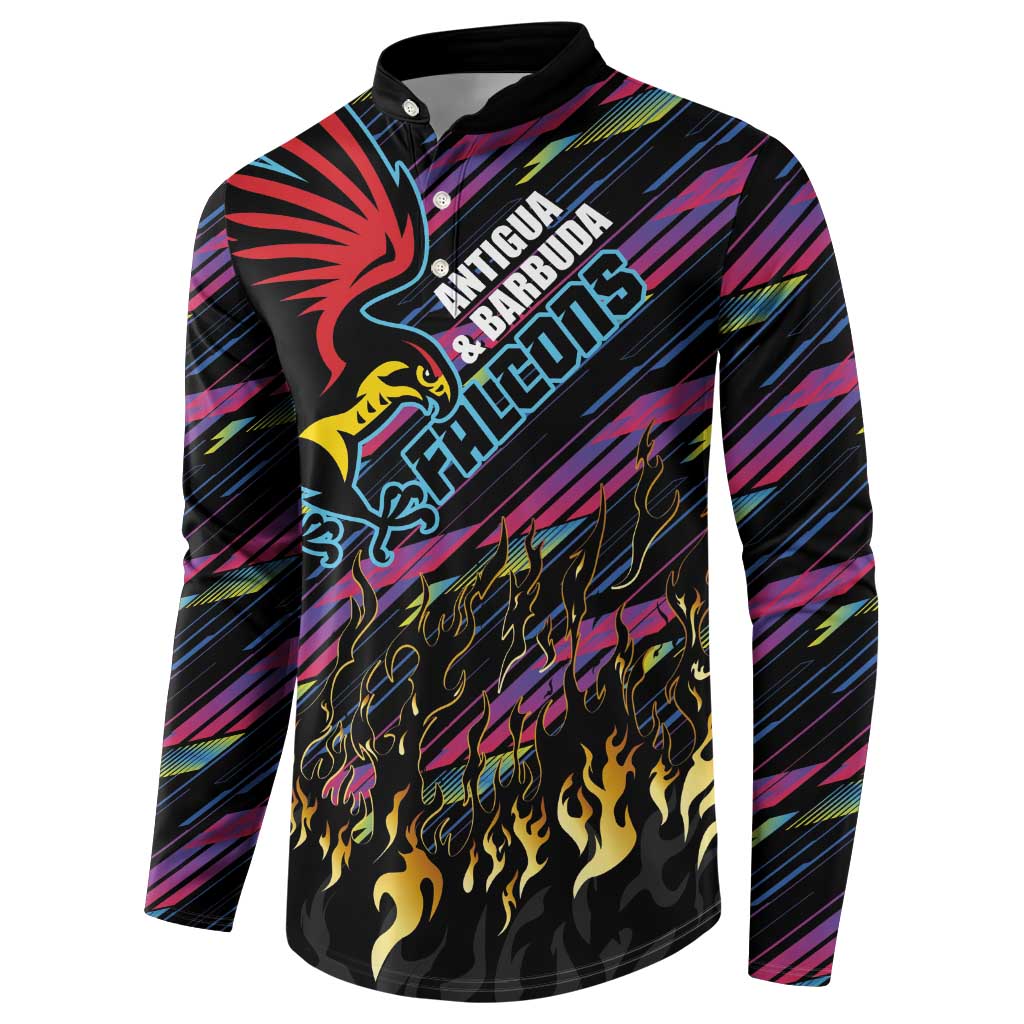 Custom Antigua & Barbuda Cricket Falcons Button Sweatshirt Through The Fire - Wonder Print Shop