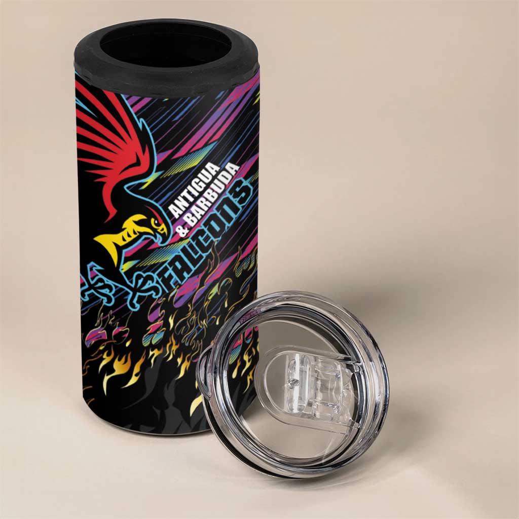 Custom Antigua & Barbuda Cricket Falcons 4 in 1 Can Cooler Tumbler Through The Fire - Wonder Print Shop