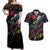 Custom Antigua & Barbuda Cricket Falcons Couples Matching Off Shoulder Maxi Dress and Hawaiian Shirt Through The Fire - Wonder Print Shop