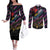 Custom Antigua & Barbuda Cricket Falcons Couples Matching Off The Shoulder Long Sleeve Dress and Long Sleeve Button Shirt Through The Fire - Wonder Print Shop