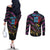 Custom Antigua & Barbuda Cricket Falcons Couples Matching Off The Shoulder Long Sleeve Dress and Long Sleeve Button Shirt Through The Fire - Wonder Print Shop