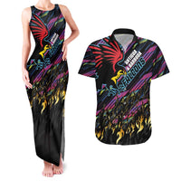 Custom Antigua & Barbuda Cricket Falcons Couples Matching Tank Maxi Dress and Hawaiian Shirt Through The Fire - Wonder Print Shop