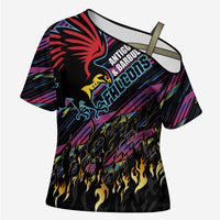 Custom Antigua & Barbuda Cricket Falcons Cross Shoulder Shirt Through The Fire - Wonder Print Shop