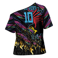 Custom Antigua & Barbuda Cricket Falcons Cross Shoulder Shirt Through The Fire - Wonder Print Shop