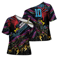 Custom Antigua & Barbuda Cricket Falcons Cross Shoulder Shirt Through The Fire - Wonder Print Shop