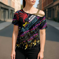 Custom Antigua & Barbuda Cricket Falcons Cross Shoulder Shirt Through The Fire - Wonder Print Shop