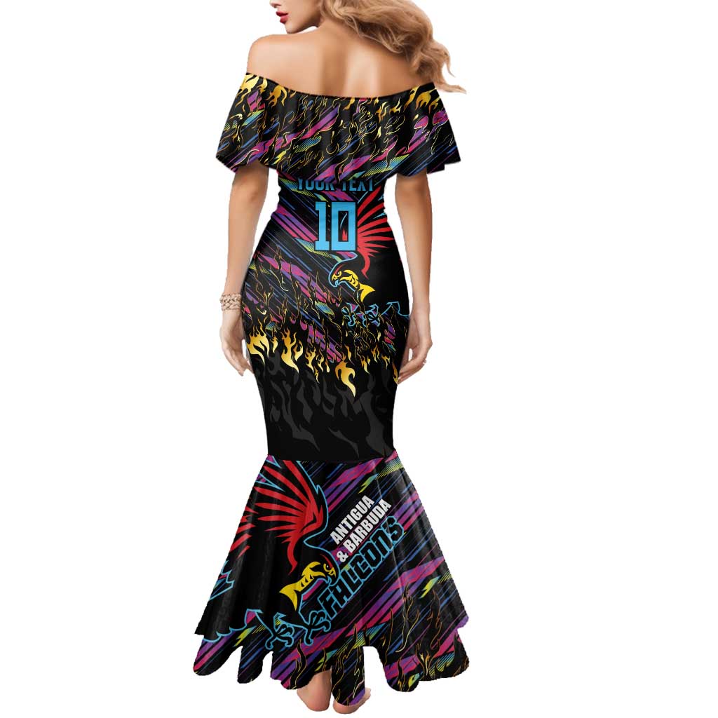 Custom Antigua & Barbuda Cricket Falcons Family Matching Mermaid Dress and Hawaiian Shirt Through The Fire - Wonder Print Shop