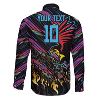 Custom Antigua & Barbuda Cricket Falcons Family Matching Off The Shoulder Long Sleeve Dress and Hawaiian Shirt Through The Fire - Wonder Print Shop
