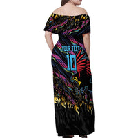 Custom Antigua & Barbuda Cricket Falcons Family Matching Off Shoulder Maxi Dress and Hawaiian Shirt Through The Fire - Wonder Print Shop