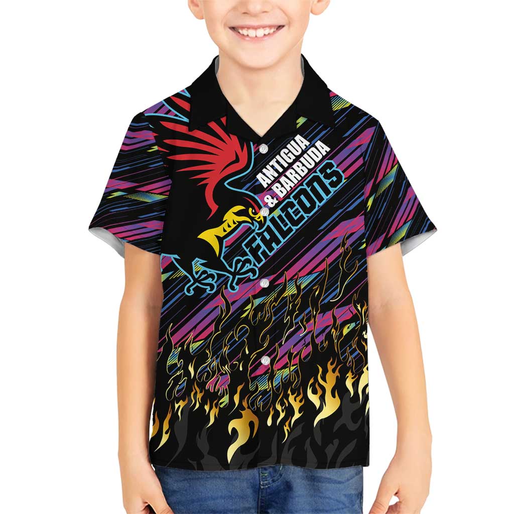 Custom Antigua & Barbuda Cricket Falcons Family Matching Off Shoulder Maxi Dress and Hawaiian Shirt Through The Fire - Wonder Print Shop