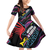 Custom Antigua & Barbuda Cricket Falcons Family Matching Off Shoulder Short Dress and Hawaiian Shirt Through The Fire - Wonder Print Shop