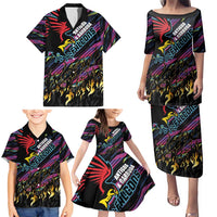 Custom Antigua & Barbuda Cricket Falcons Family Matching Puletasi and Hawaiian Shirt Through The Fire - Wonder Print Shop