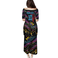 Custom Antigua & Barbuda Cricket Falcons Family Matching Puletasi and Hawaiian Shirt Through The Fire - Wonder Print Shop