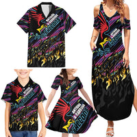 Custom Antigua & Barbuda Cricket Falcons Family Matching Summer Maxi Dress and Hawaiian Shirt Through The Fire - Wonder Print Shop