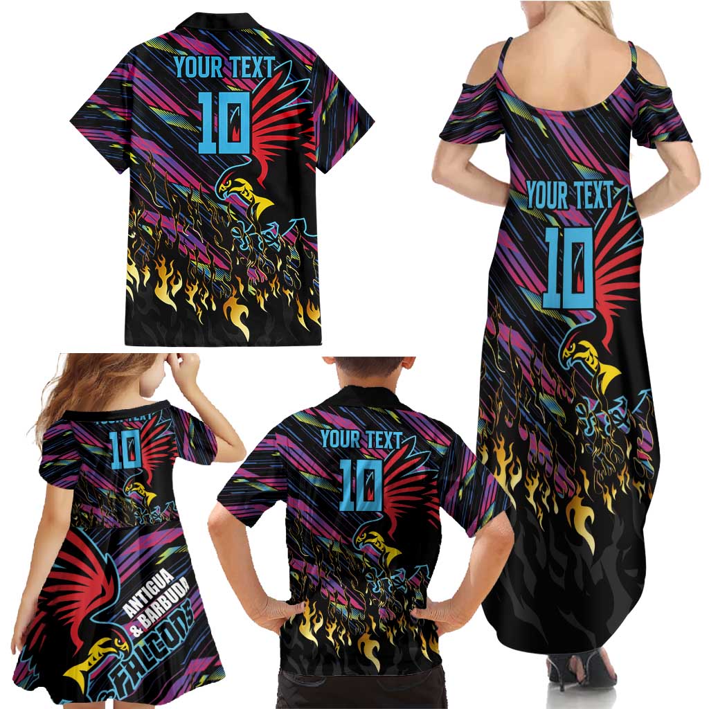 Custom Antigua & Barbuda Cricket Falcons Family Matching Summer Maxi Dress and Hawaiian Shirt Through The Fire - Wonder Print Shop