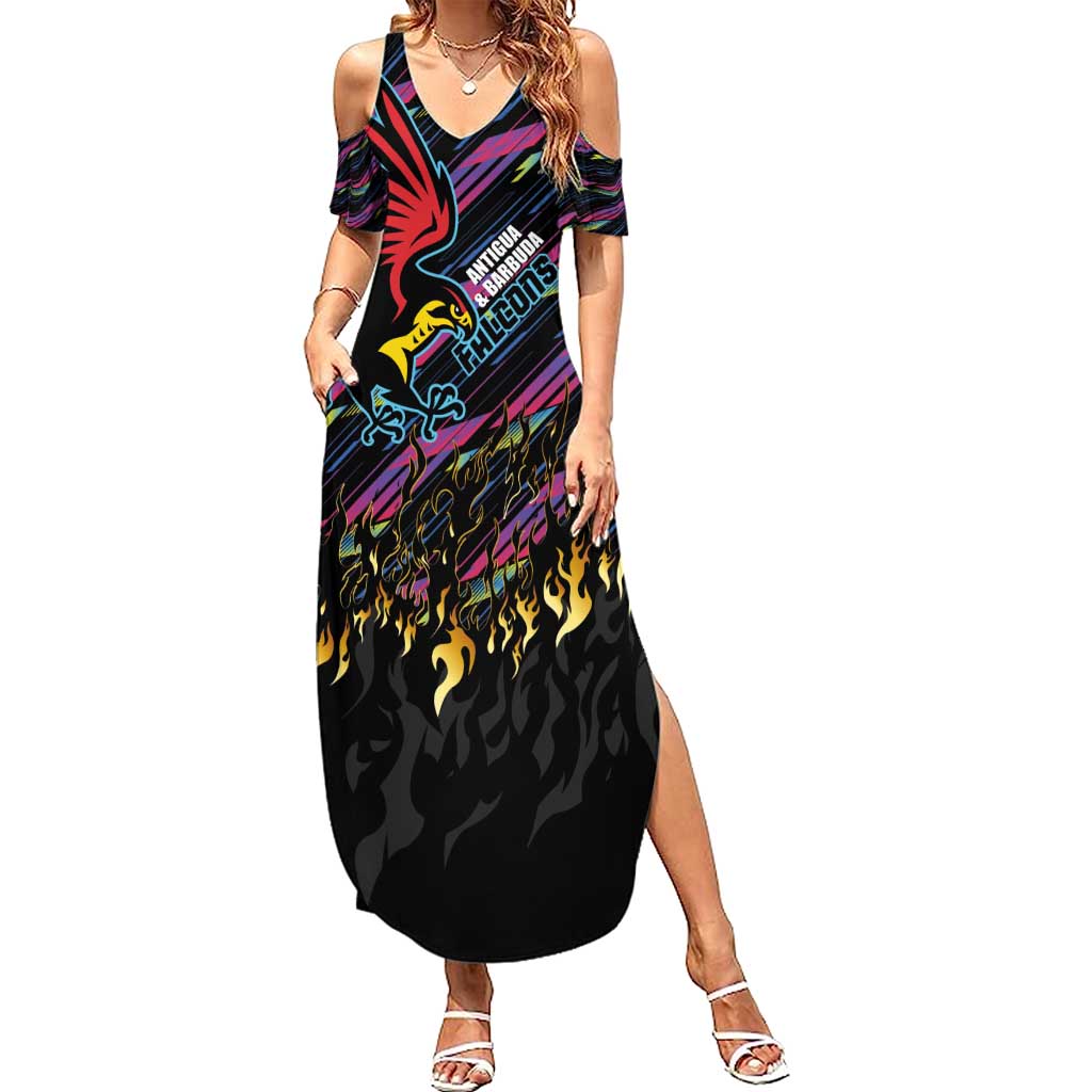 Custom Antigua & Barbuda Cricket Falcons Family Matching Summer Maxi Dress and Hawaiian Shirt Through The Fire - Wonder Print Shop