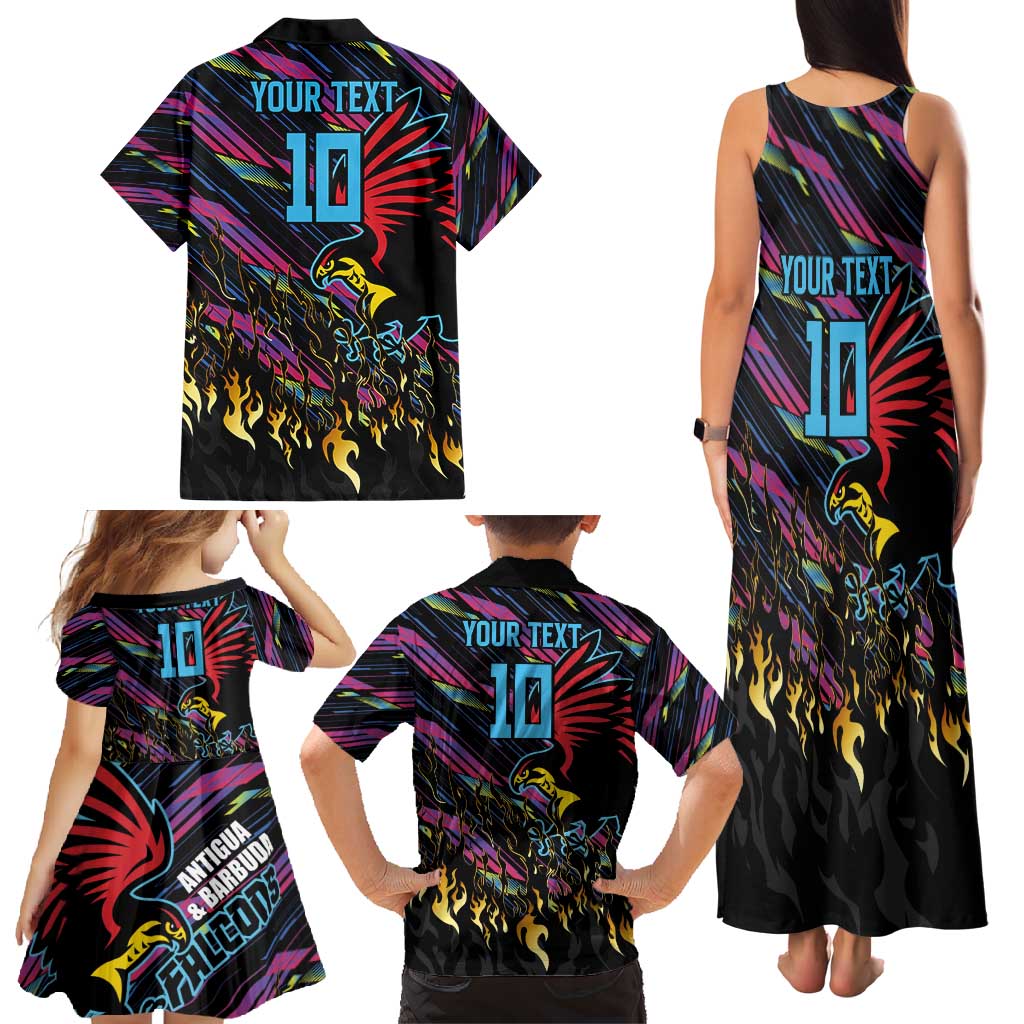 Custom Antigua & Barbuda Cricket Falcons Family Matching Tank Maxi Dress and Hawaiian Shirt Through The Fire - Wonder Print Shop