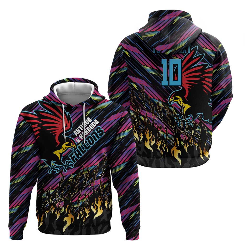 Custom Antigua & Barbuda Cricket Falcons Hoodie Through The Fire - Wonder Print Shop