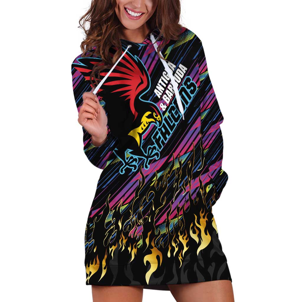 Custom Antigua & Barbuda Cricket Falcons Hoodie Dress Through The Fire - Wonder Print Shop