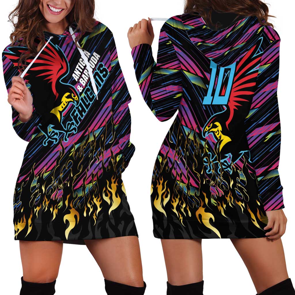 Custom Antigua & Barbuda Cricket Falcons Hoodie Dress Through The Fire - Wonder Print Shop