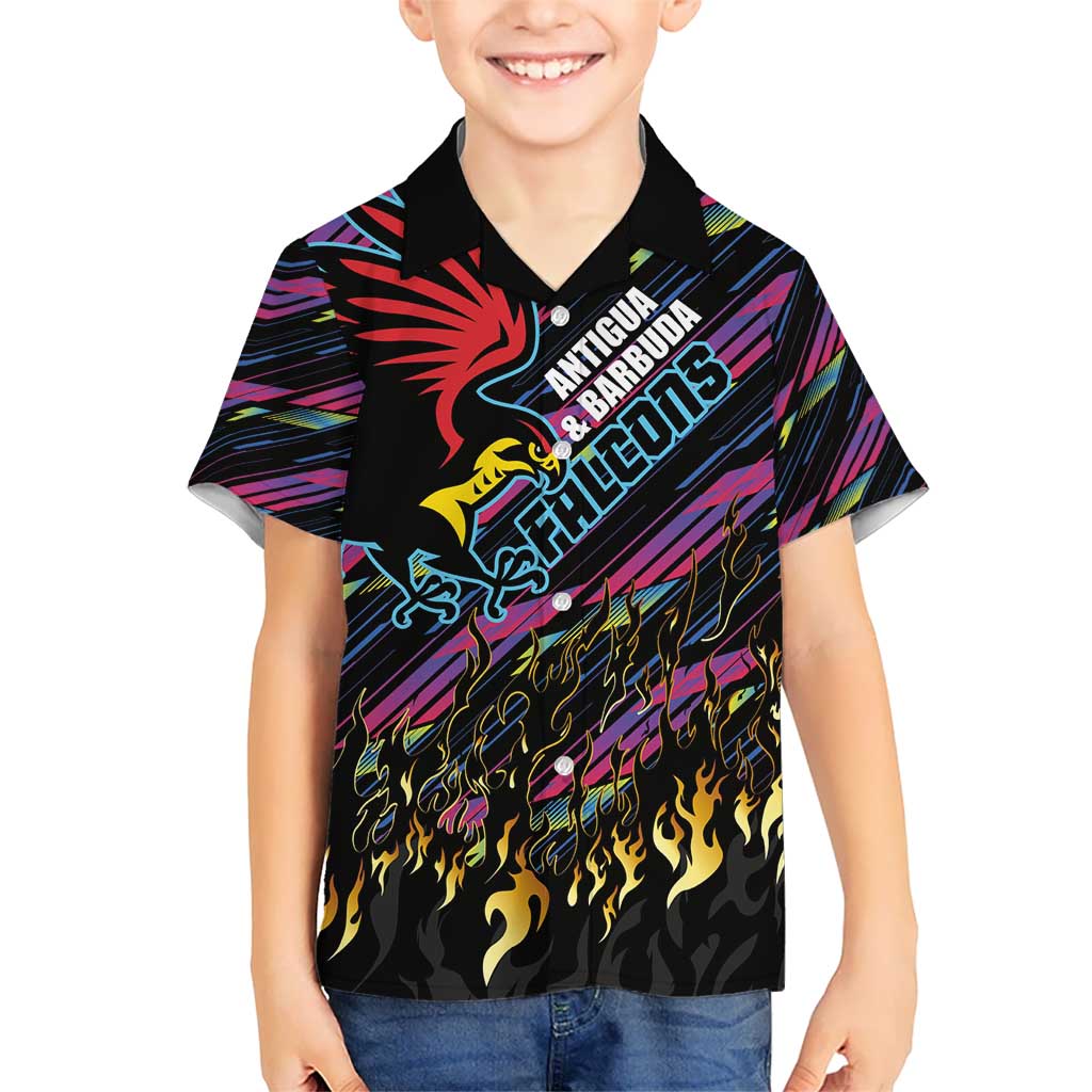 Custom Antigua & Barbuda Cricket Falcons Kid Hawaiian Shirt Through The Fire - Wonder Print Shop