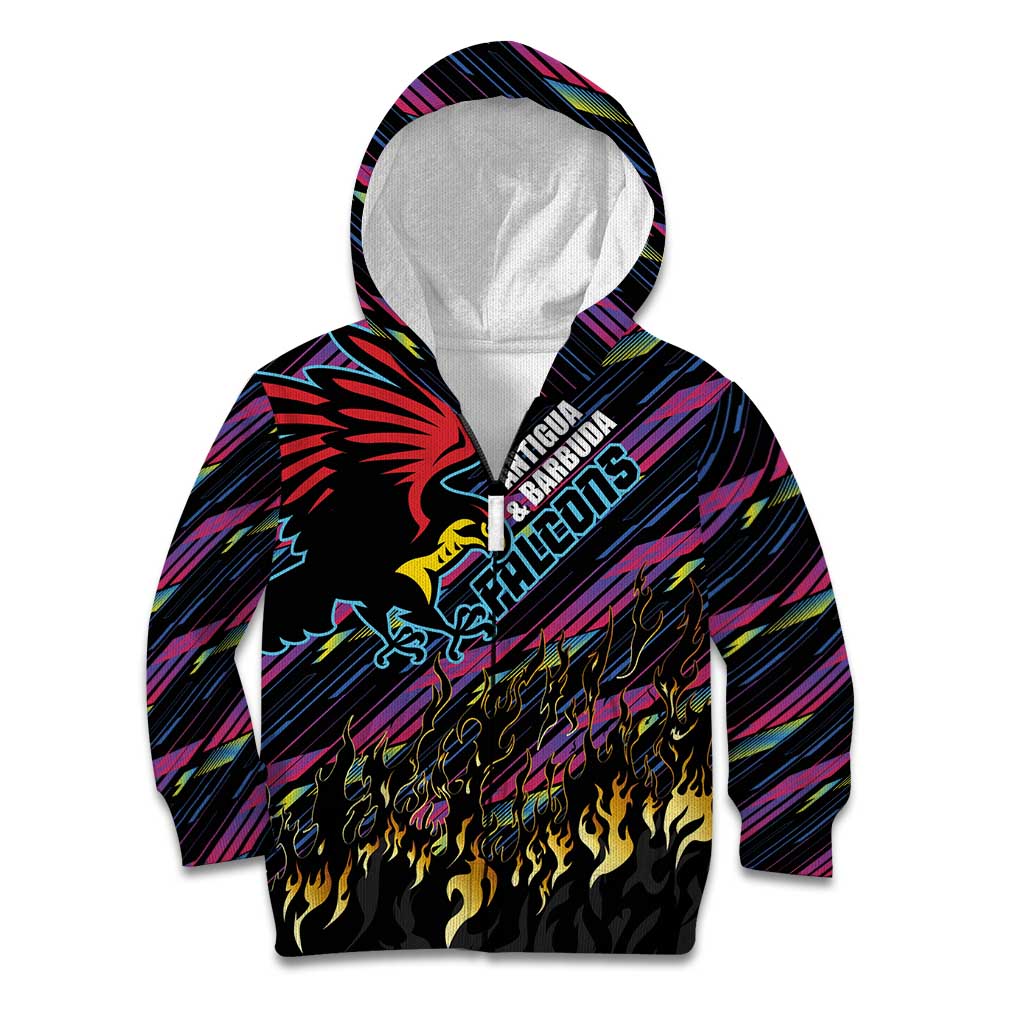 Custom Antigua & Barbuda Cricket Falcons Kid Hoodie Through The Fire - Wonder Print Shop