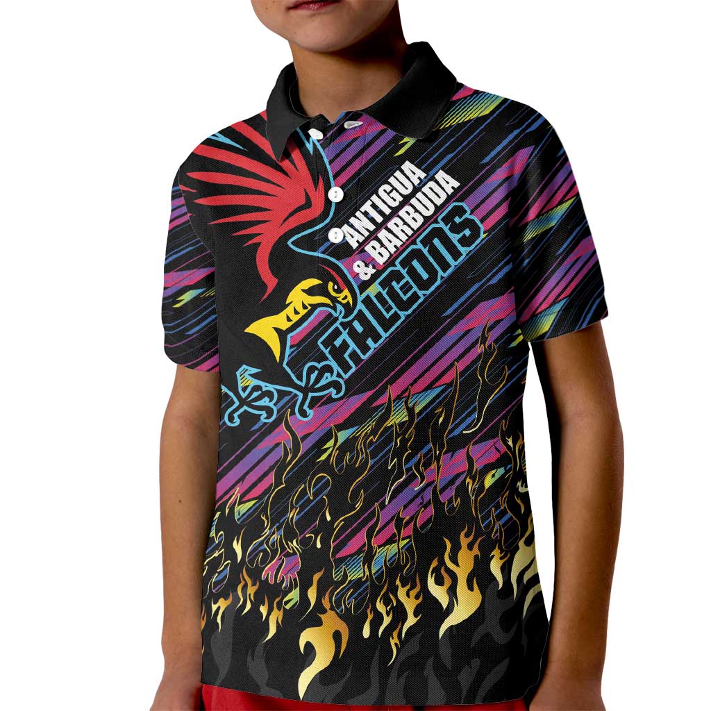 Custom Antigua & Barbuda Cricket Falcons Kid Polo Shirt Through The Fire - Wonder Print Shop