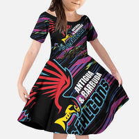 Custom Antigua & Barbuda Cricket Falcons Kid Short Sleeve Dress Through The Fire - Wonder Print Shop