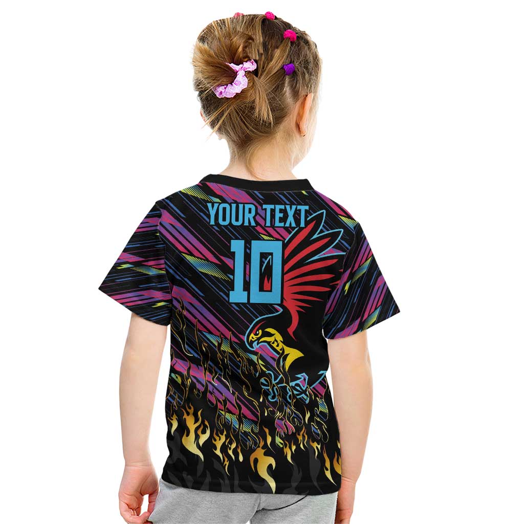 Custom Antigua & Barbuda Cricket Falcons Kid T Shirt Through The Fire - Wonder Print Shop