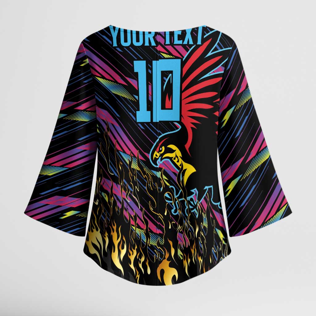 Custom Antigua & Barbuda Cricket Falcons Kimono Sleeve Blouse Through The Fire - Wonder Print Shop