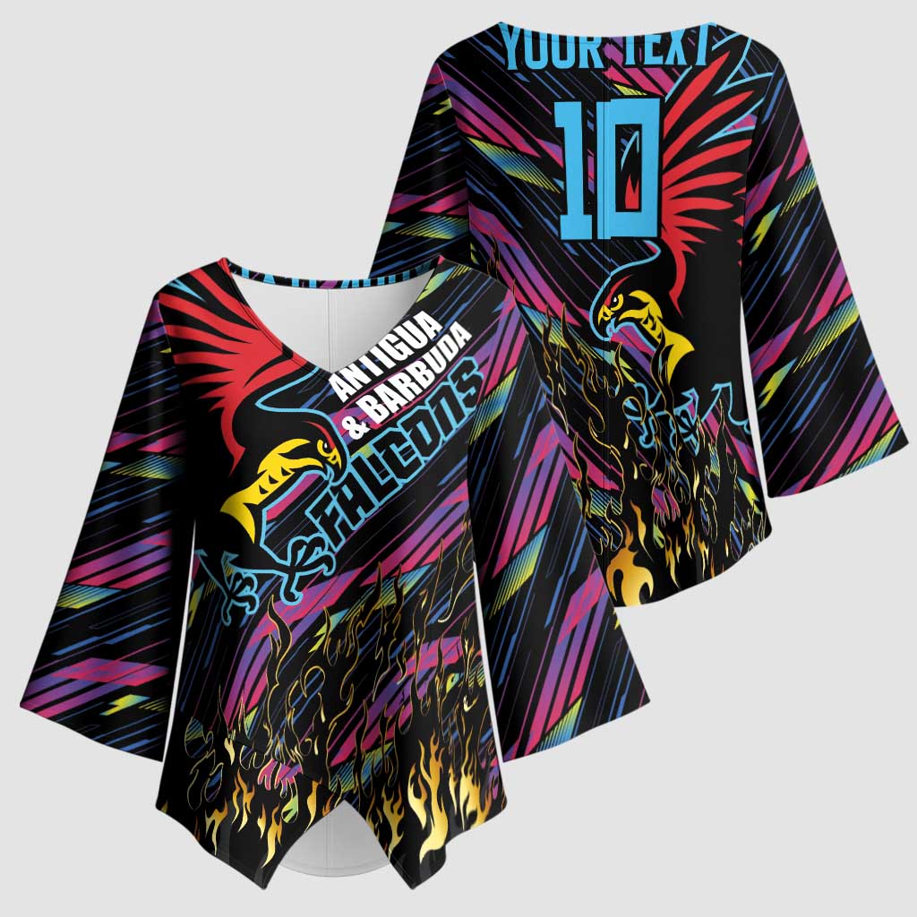 Custom Antigua & Barbuda Cricket Falcons Kimono Sleeve Blouse Through The Fire - Wonder Print Shop