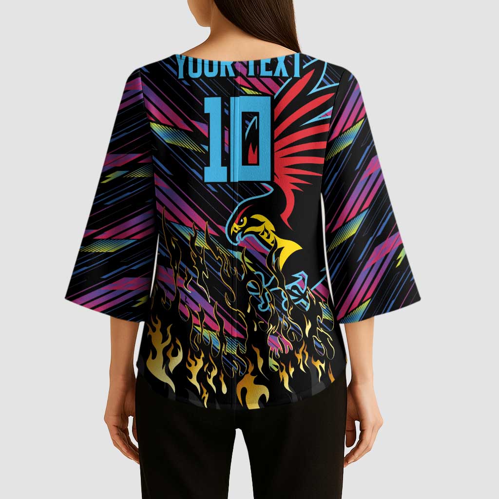 Custom Antigua & Barbuda Cricket Falcons Kimono Sleeve Blouse Through The Fire - Wonder Print Shop