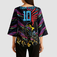 Custom Antigua & Barbuda Cricket Falcons Kimono Sleeve Blouse Through The Fire - Wonder Print Shop