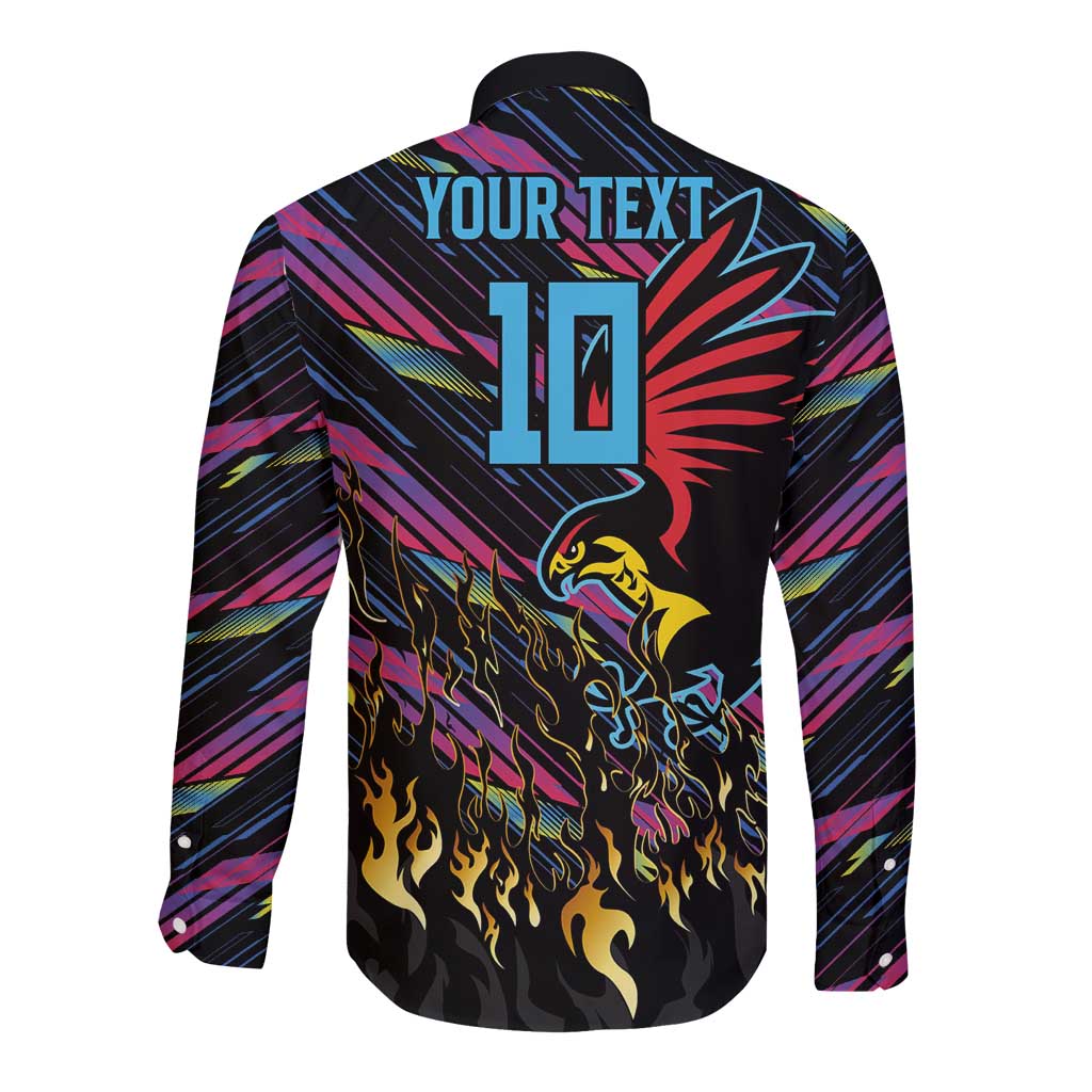 Custom Antigua & Barbuda Cricket Falcons Long Sleeve Button Shirt Through The Fire - Wonder Print Shop