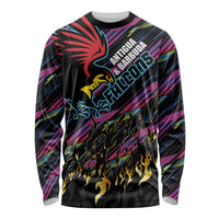 Custom Antigua & Barbuda Cricket Falcons Long Sleeve Shirt Through The Fire - Wonder Print Shop