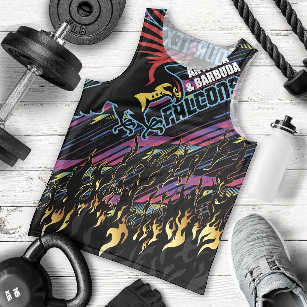 Custom Antigua & Barbuda Cricket Falcons Men Tank Top Through The Fire - Wonder Print Shop