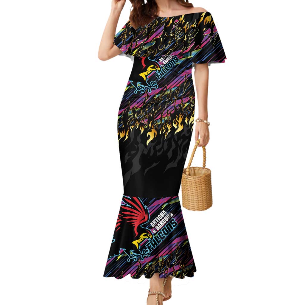 Custom Antigua & Barbuda Cricket Falcons Mermaid Dress Through The Fire - Wonder Print Shop