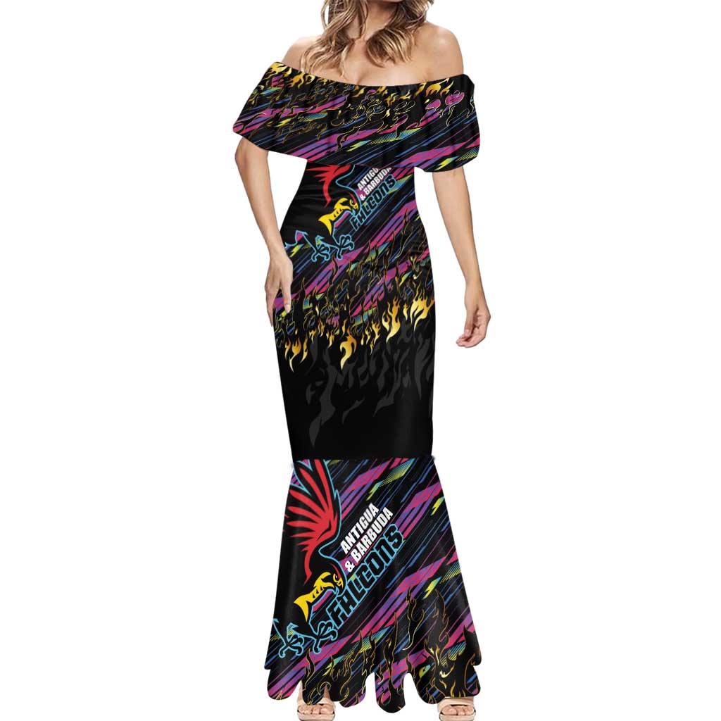 Custom Antigua & Barbuda Cricket Falcons Mermaid Dress Through The Fire - Wonder Print Shop