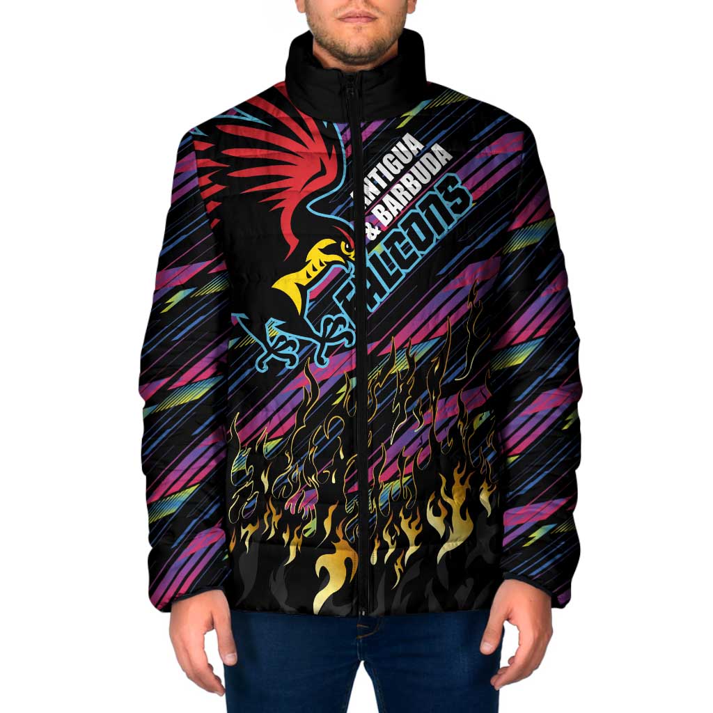 Custom Antigua & Barbuda Cricket Falcons Padded Jacket Through The Fire - Wonder Print Shop