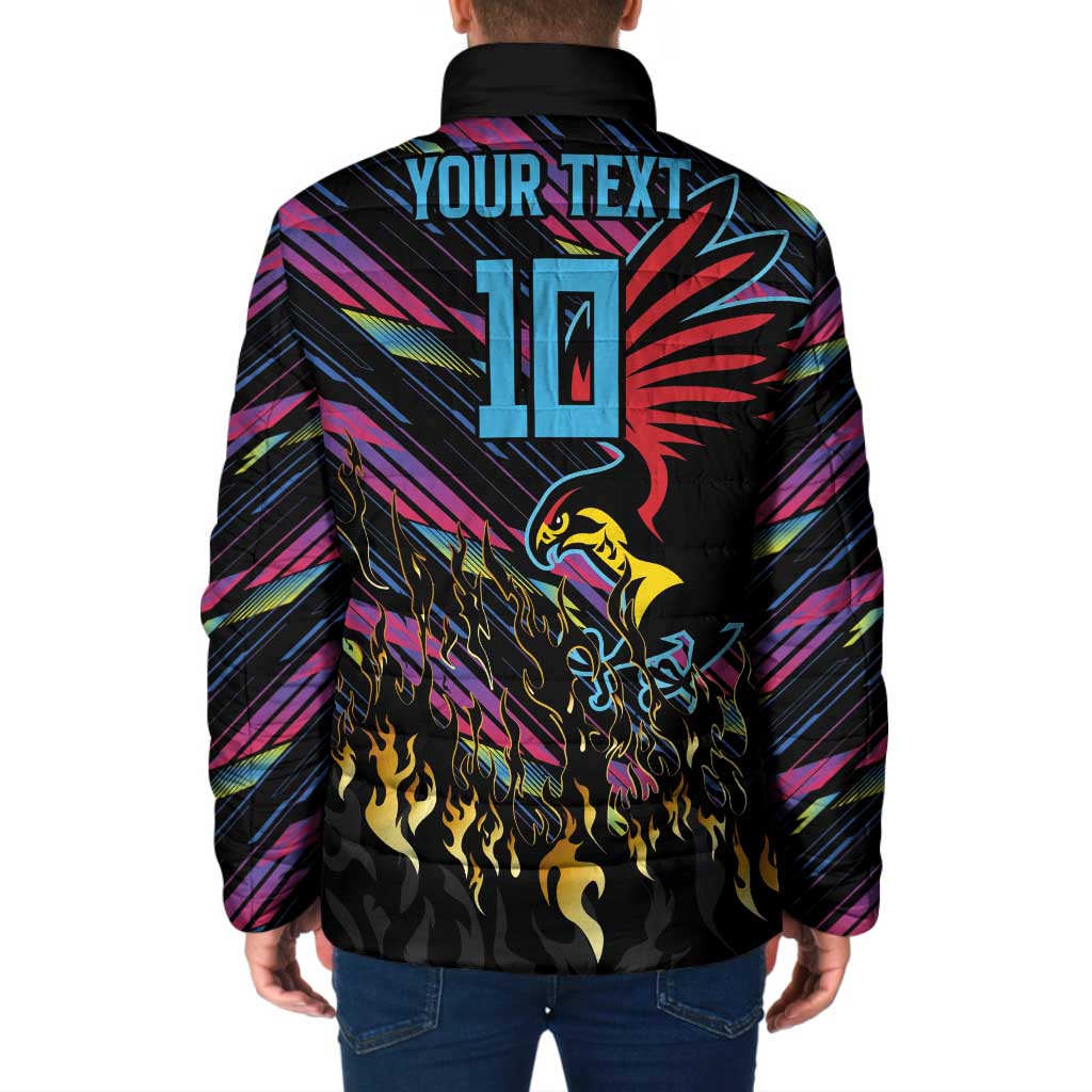 Custom Antigua & Barbuda Cricket Falcons Padded Jacket Through The Fire - Wonder Print Shop