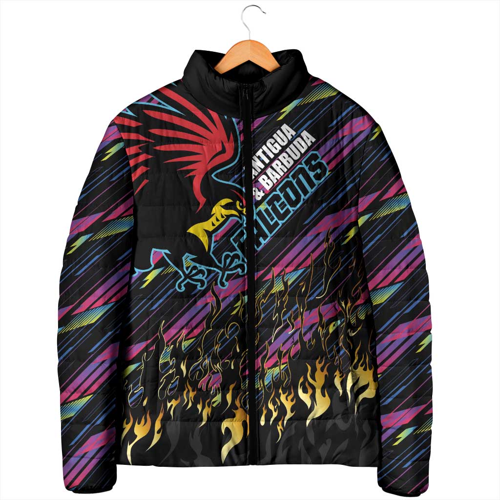 Custom Antigua & Barbuda Cricket Falcons Padded Jacket Through The Fire - Wonder Print Shop