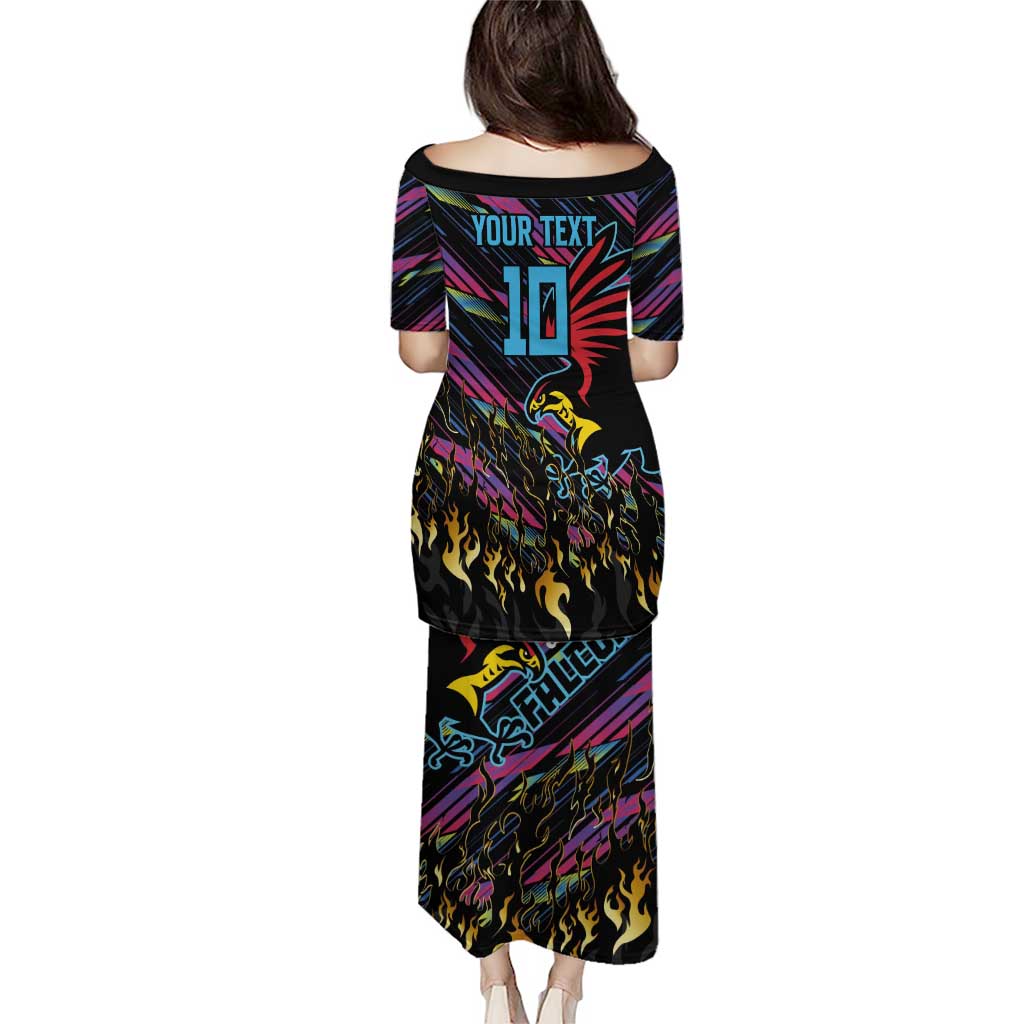 Custom Antigua & Barbuda Cricket Falcons Puletasi Through The Fire - Wonder Print Shop