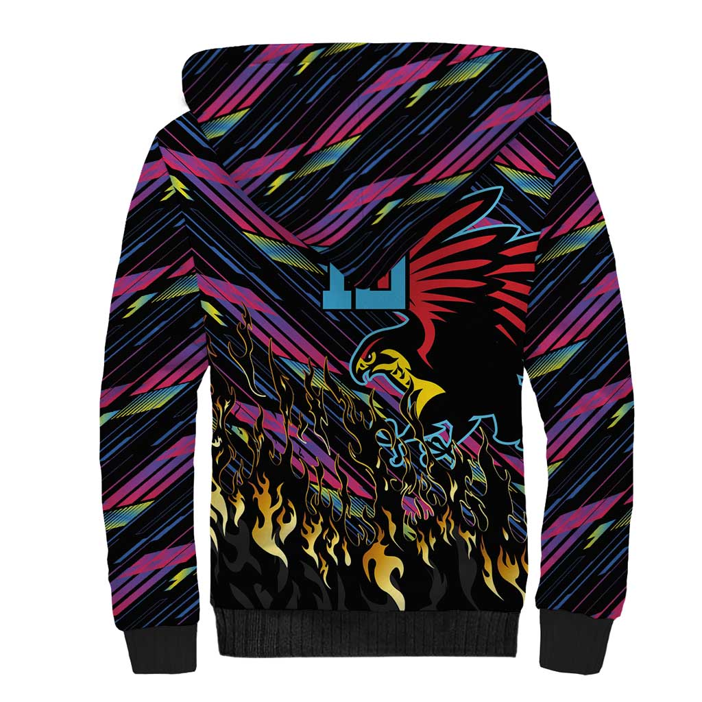 Custom Antigua & Barbuda Cricket Falcons Sherpa Hoodie Through The Fire - Wonder Print Shop