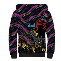Custom Antigua & Barbuda Cricket Falcons Sherpa Hoodie Through The Fire - Wonder Print Shop