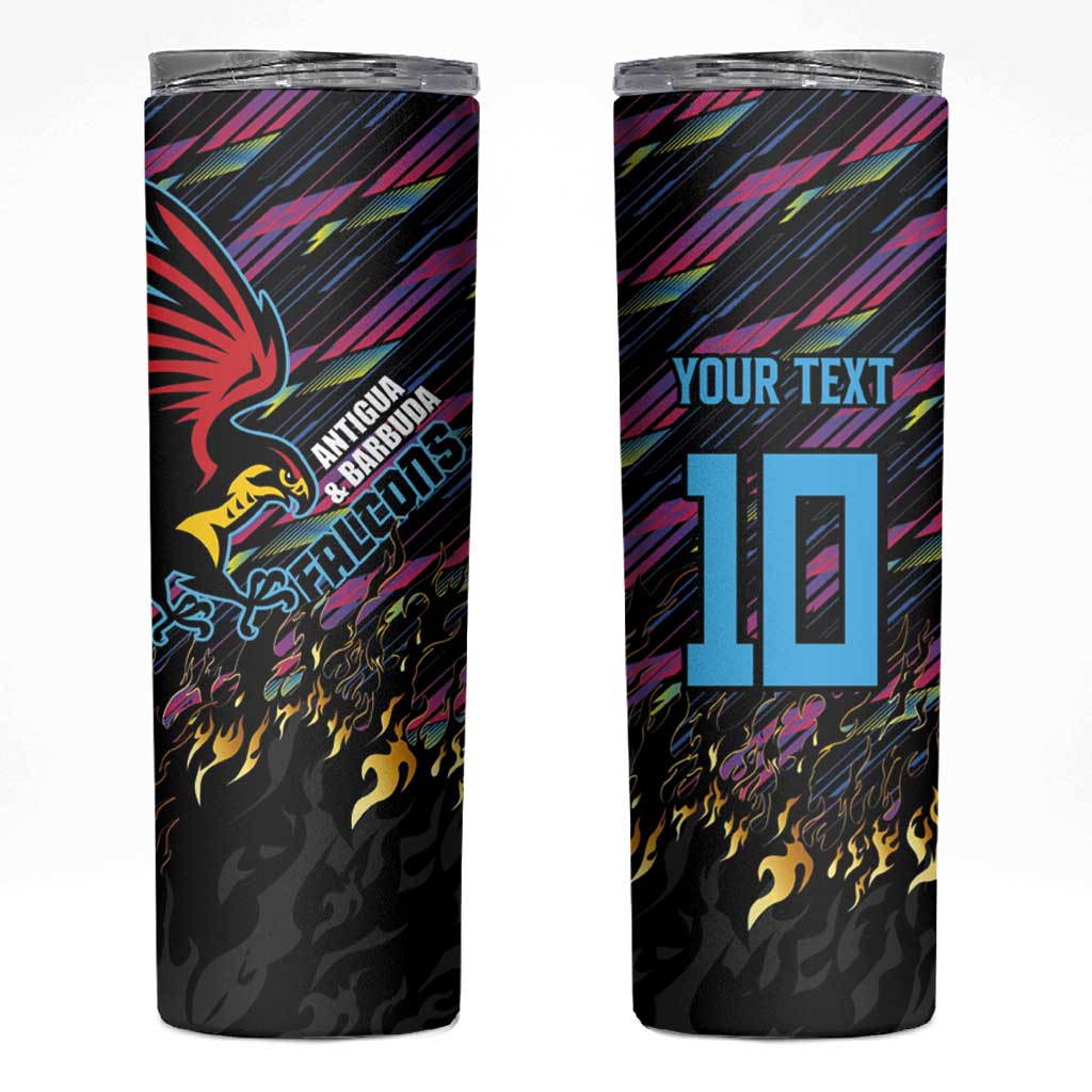 Custom Antigua & Barbuda Cricket Falcons Skinny Tumbler Through The Fire - Wonder Print Shop