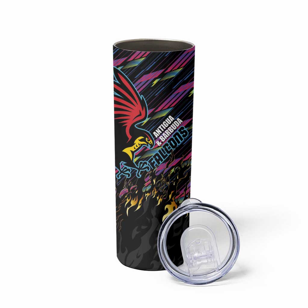 Custom Antigua & Barbuda Cricket Falcons Skinny Tumbler Through The Fire - Wonder Print Shop