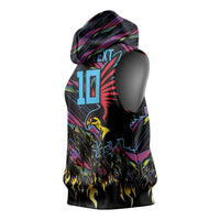 Custom Antigua & Barbuda Cricket Falcons Sleeveless Hoodie Through The Fire - Wonder Print Shop